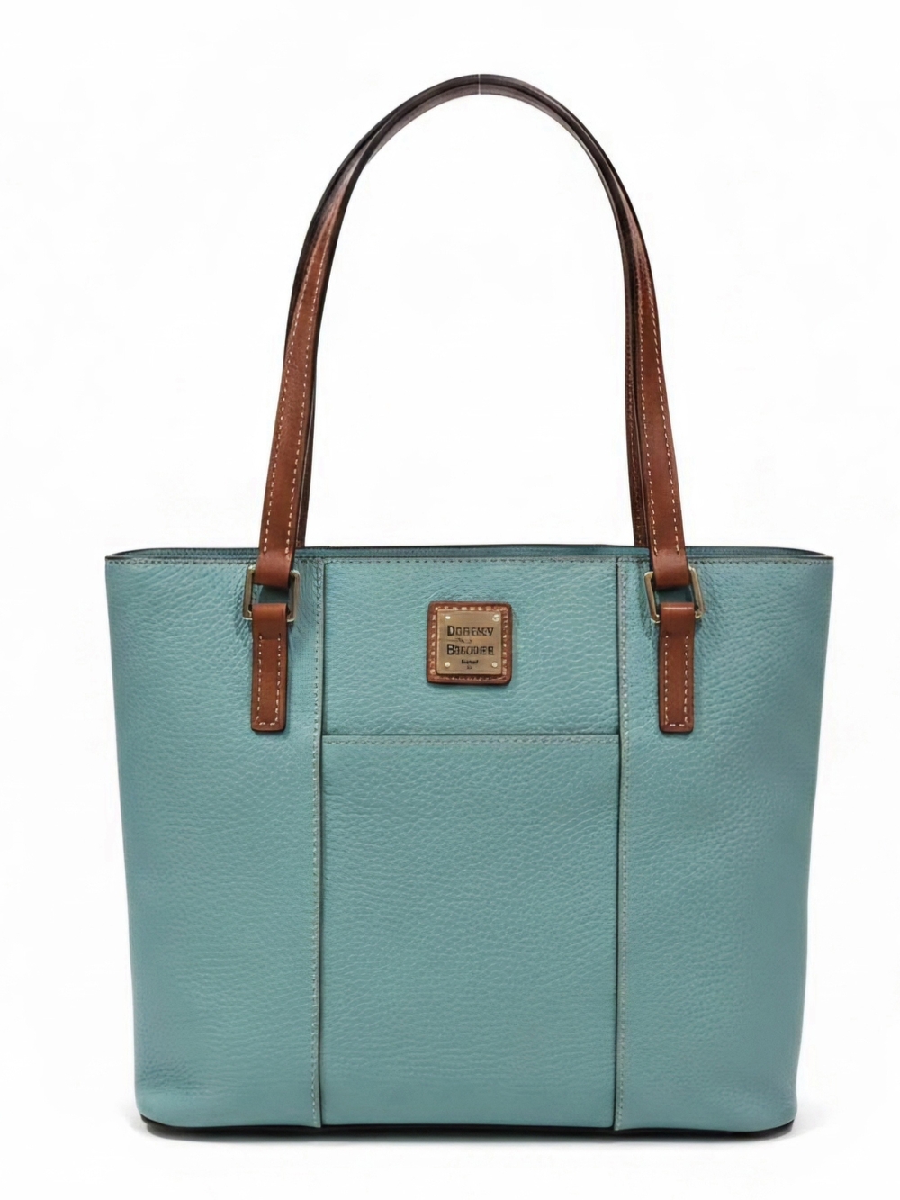 Dooney & Bourke Mint Pebble Leather Tote with Brown Handles